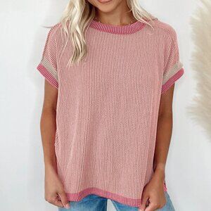 NWOT Light Pink Short Sleeve Knit Top by